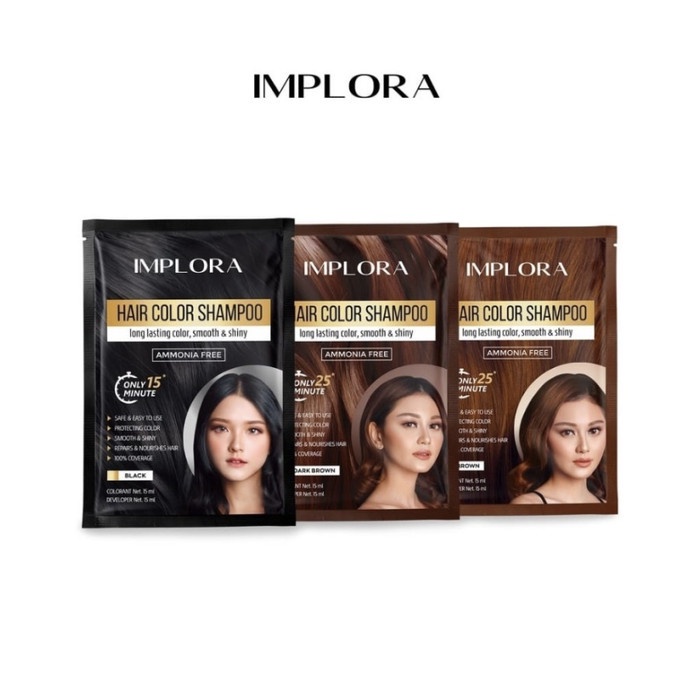 Implora Hair Color Shampoo Pewarna Rambut Natural