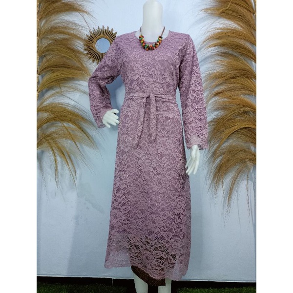 (DIJAMIN REALPICT) Long Tunik Brukat Corneli