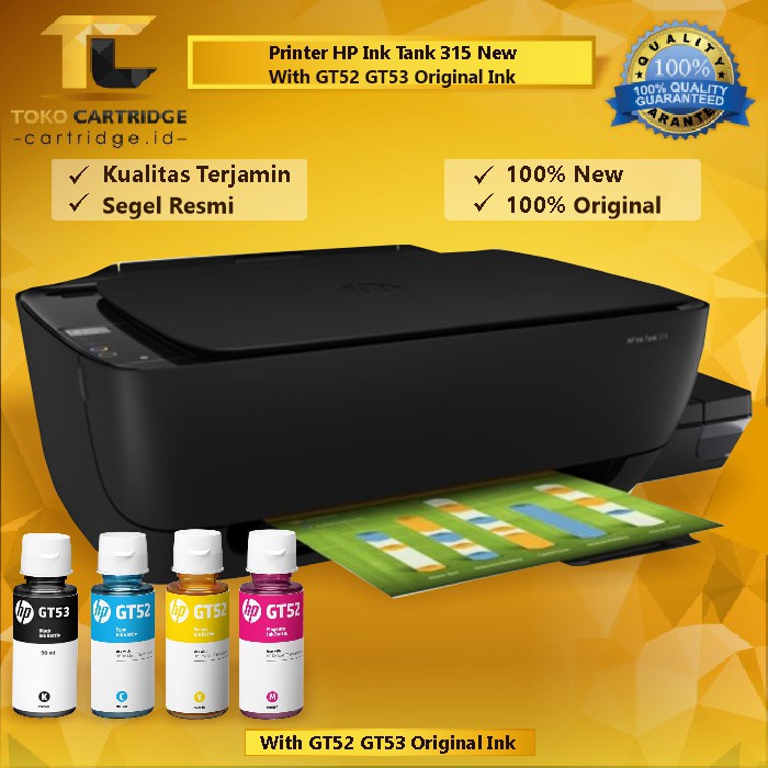 Printer Ink Tank 315 Print Scan Copy Warna A4 Tinta GT51XL GT51 GT52 CMYK