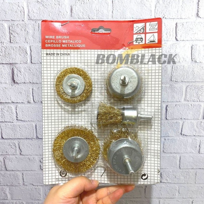Mata Bor Sikat Kawat Besi Set 5pcs Wire Brush Bor Mangkok Piring RRT TERMURAH