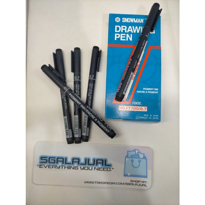 

Dpen Drawing Pen 0.7 Black / Hitam Snowman 12 Buah / 1 Lusin