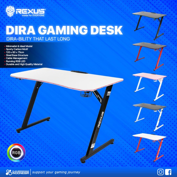 Kursi Rexus Dira Rgb - Gaming Desk Meja Gaming
