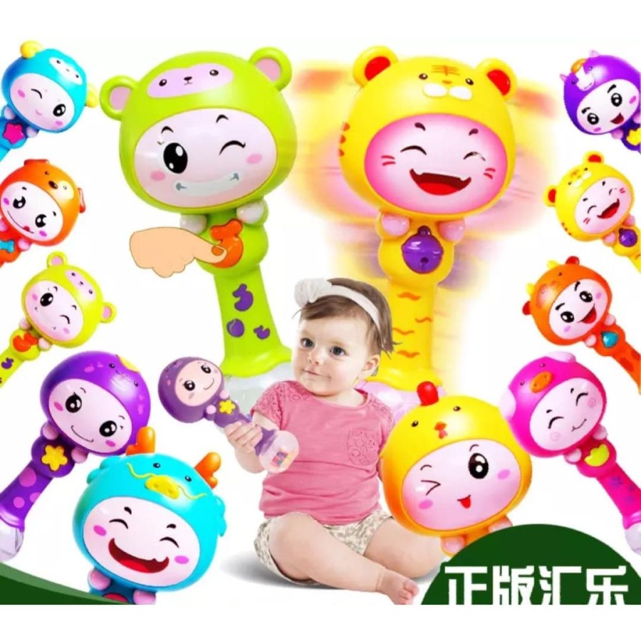 Mainan Bayi Bell Hand Music LED Shake Toys Animal Mainan Edukasi Anak