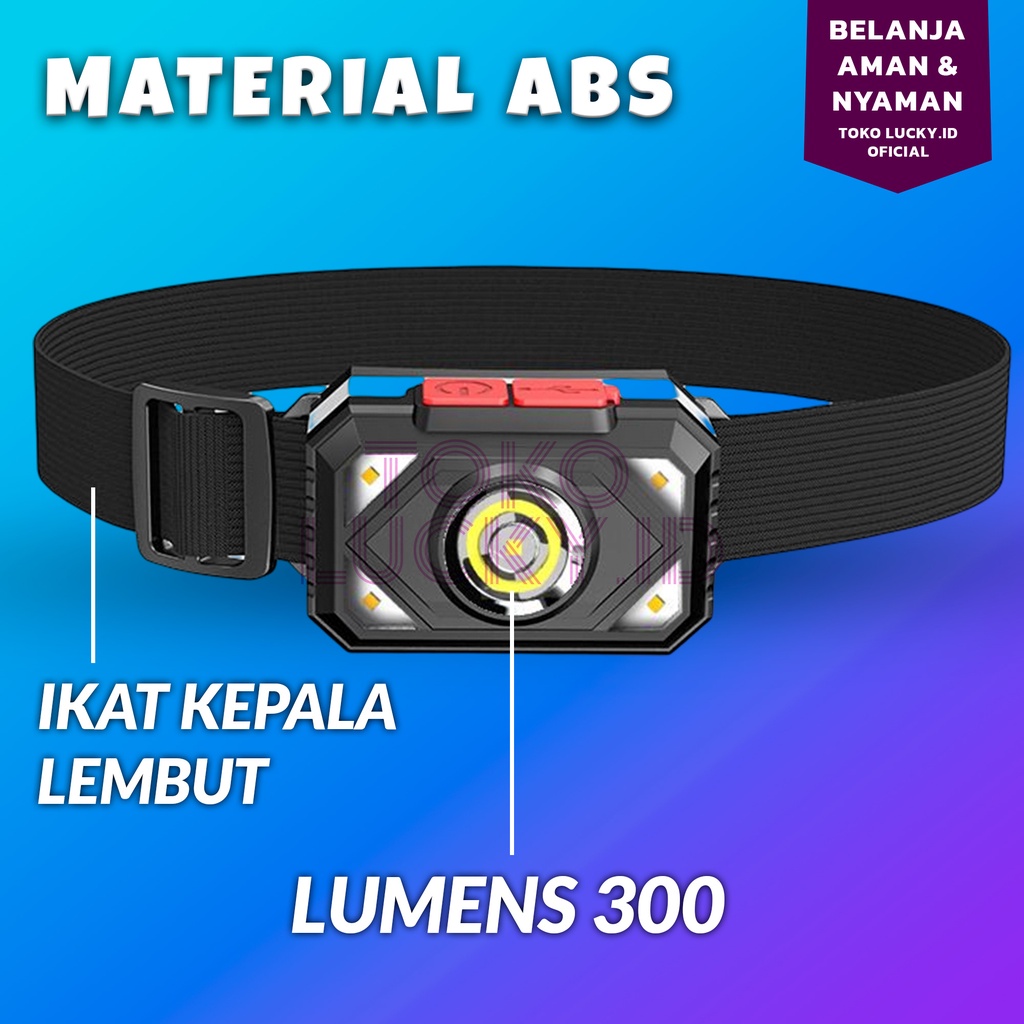 Senter Kepala Super Terang SOS 7 Mode LED Headlamp Kerja