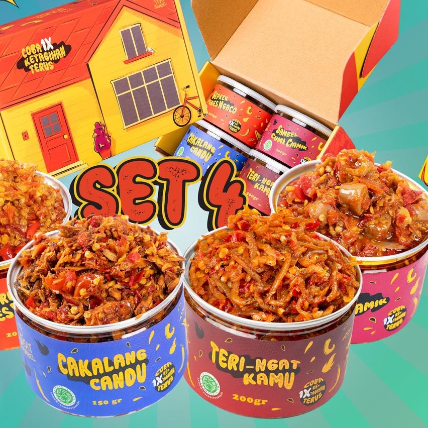 

➵ Eatsambel Isi 4 - Cakalang / Teri / Cumi / Geprek ♢