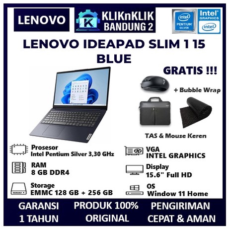 LAPTOP LENOVO IDEAPAD SLIM 1 15 INTEL PENTIUM SILVER RAM 8 GB NEW