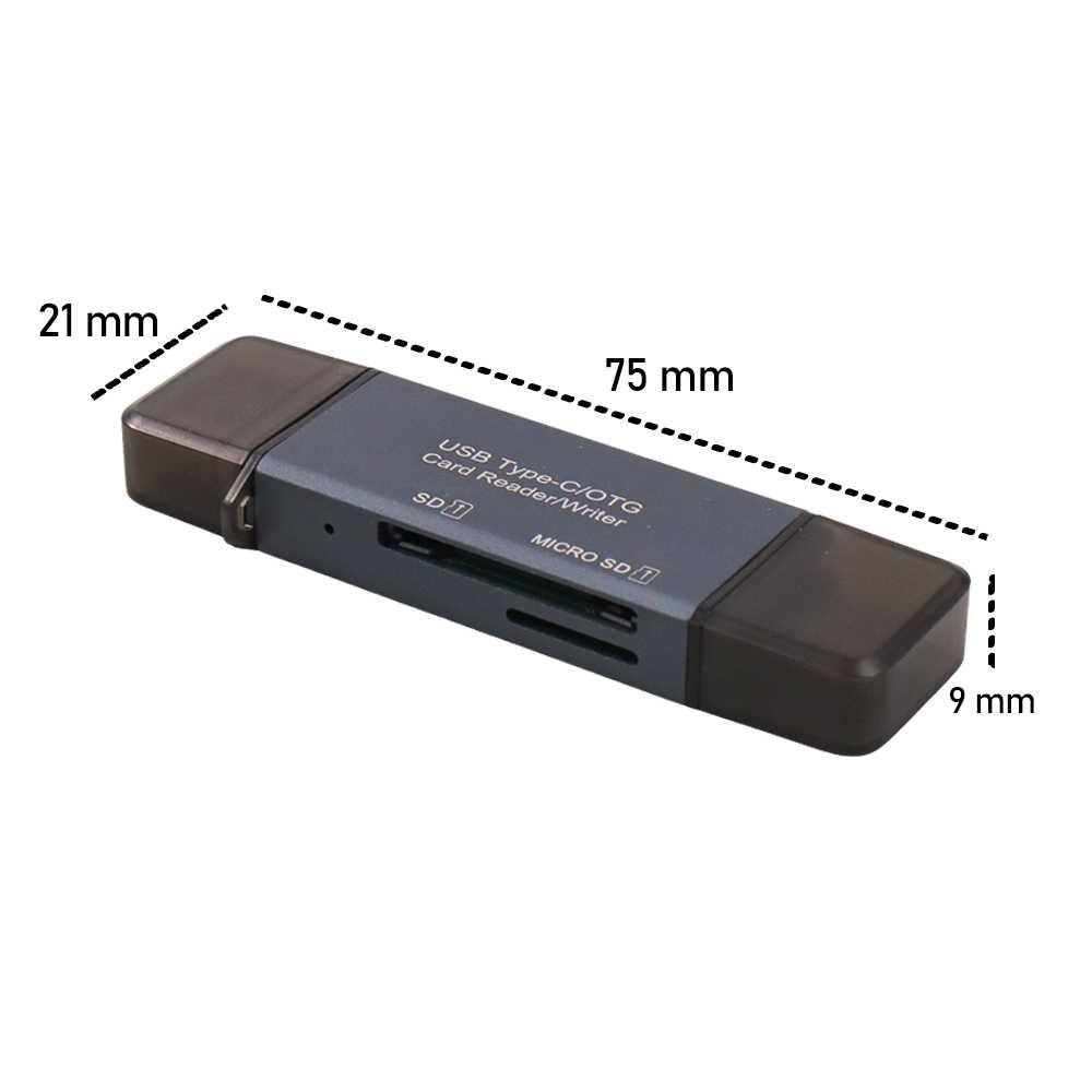 Card Reader OTG Type C High Speed Multi in One USB 3.0 - YC-360 - Dark Gray