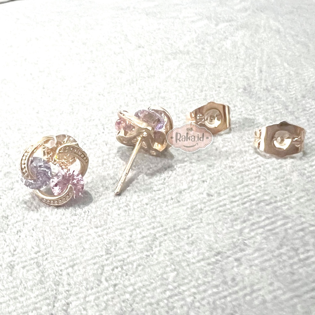 Anting Korean Style Anting Anti Karat Anting Tusuk Motif Mata Bulat Bunga Pink 1260