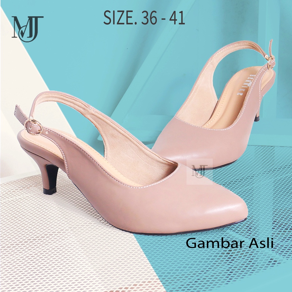Sepatu Mules Heels Wanita Slingback Hak 5cm Sendal Hils Pump Big Size 36 41