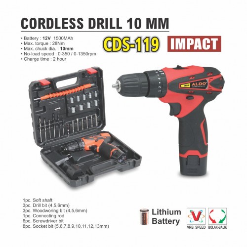 AL-CORDLESS IMPACT DRILL ALDO 10 MM CDS-119