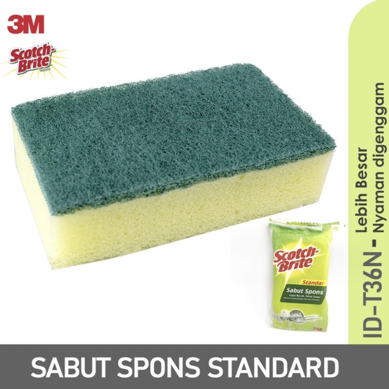 Scotch brite 3M sabut spons cuci piring basic ID T36