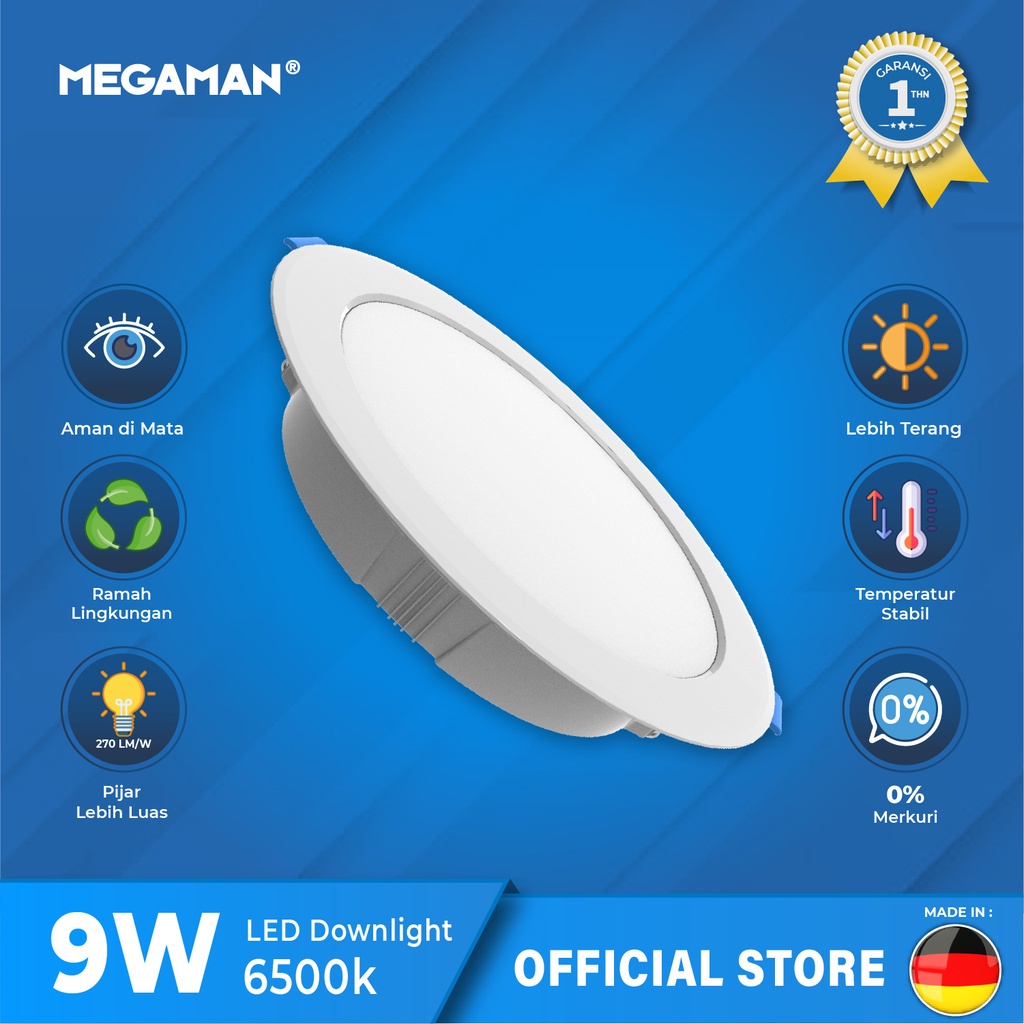 Megaman Downlight Lampu LED MQTL1119 6500K / 5W / 7W / 9W / 12W / 24W