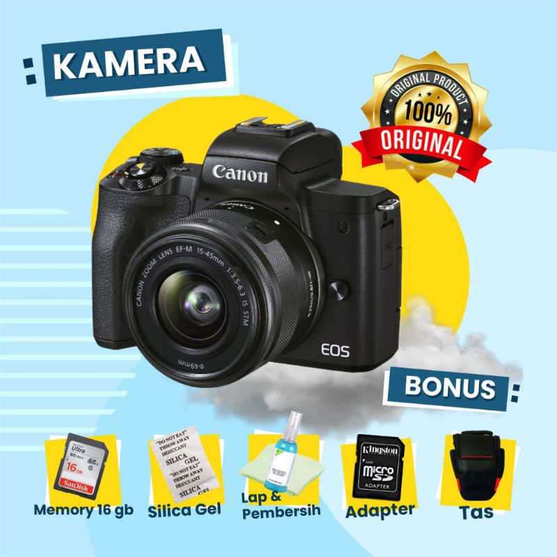 Canon M50 Kit Second Normal Bekas Original Garansi Siap Pakai