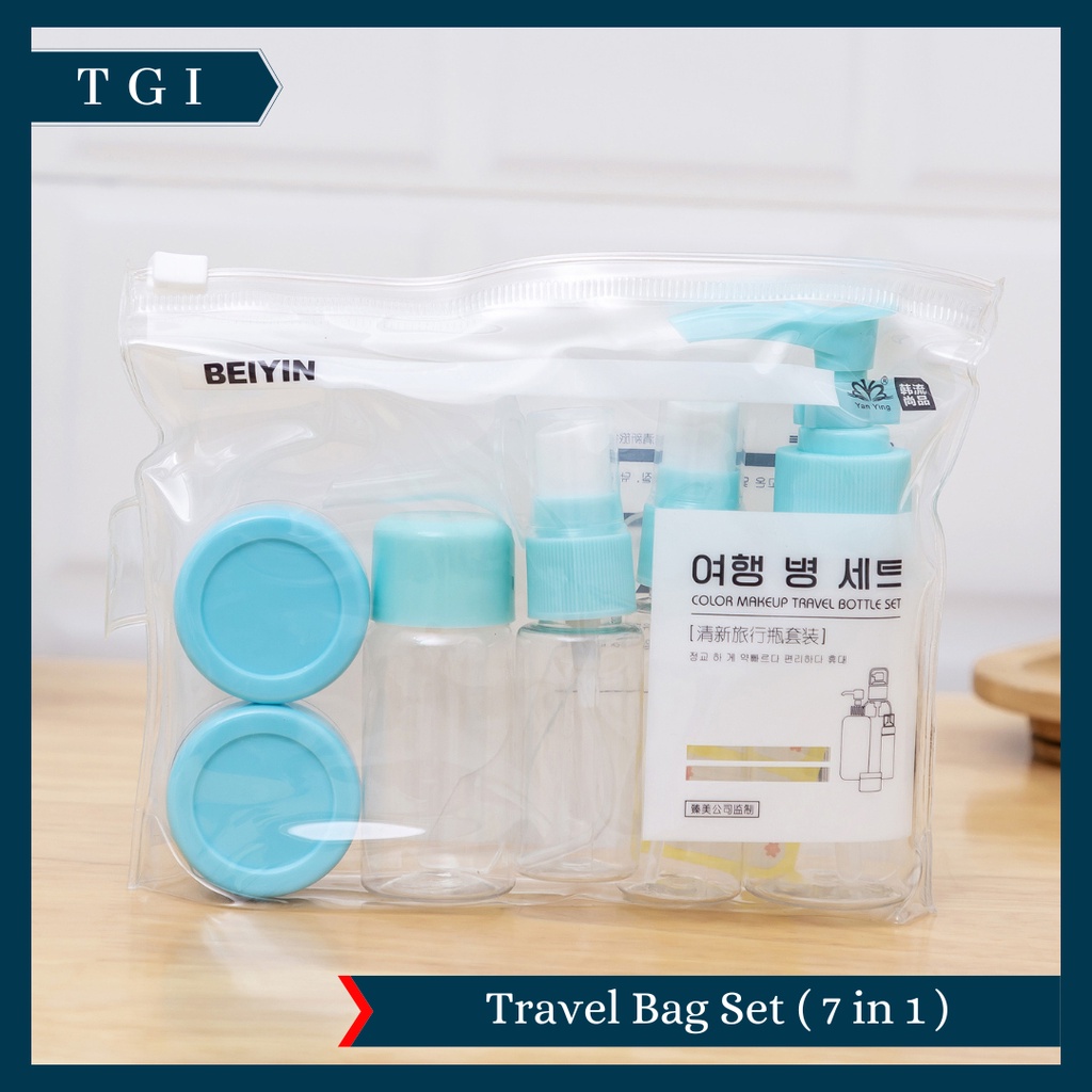 TGI - BOTOL SPRAY MINI TRAVELLING / WADAH BOTOL ISI ULANG / BOTOL MINI SET 6 IN 1 TRAVELLING/ TRAVEL BOTTLE SET MULTIFUNGSI