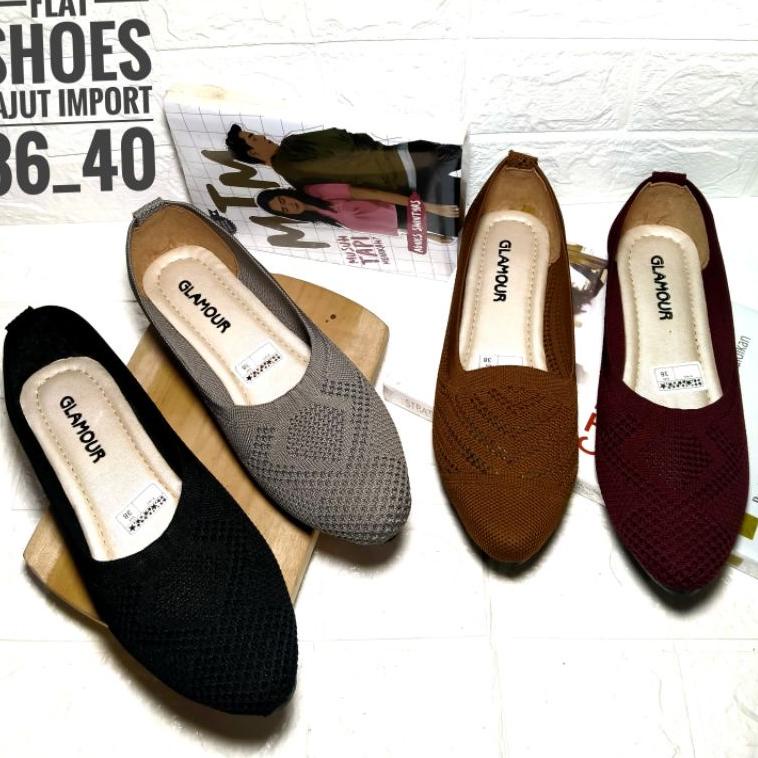 Murah sepatu flat rajut import glamour