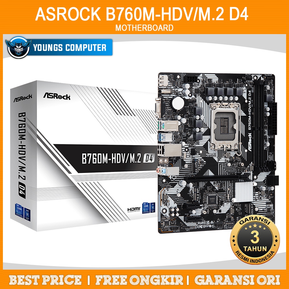 ASROCK B760M-HDV/M.2 D4 | MOTHERBOARD INTEL B760 LGA1700 DDR4 M-ATX