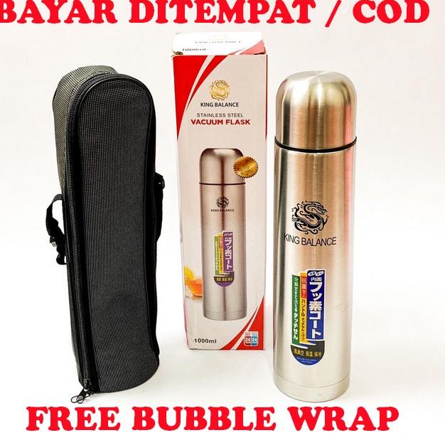 BOOMING Termos Air Panas 1 Liter 750ml 500ml Stainless Mini Dingin Pencet Free Tas