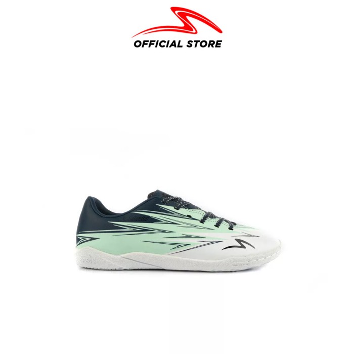 {MentariStore} Specs Sepatu Futsal Lightspeed 3 Junior In White Aqua Glass 402363 - White Aqua 32 Di