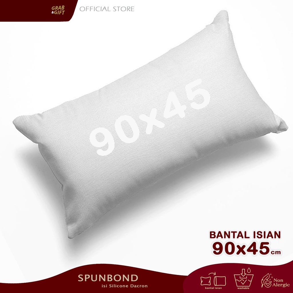 Bantal Tidur Isian Spunbond 90x45 cm Bantal Cinta Polos Putih Panjang Cocok Kasur Grabandgift