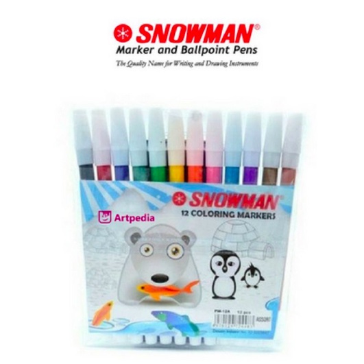 

[ISTY] [SPIDOL 12 WARNA] 1 set snowman signpen PW-12A / spidol warna warni
