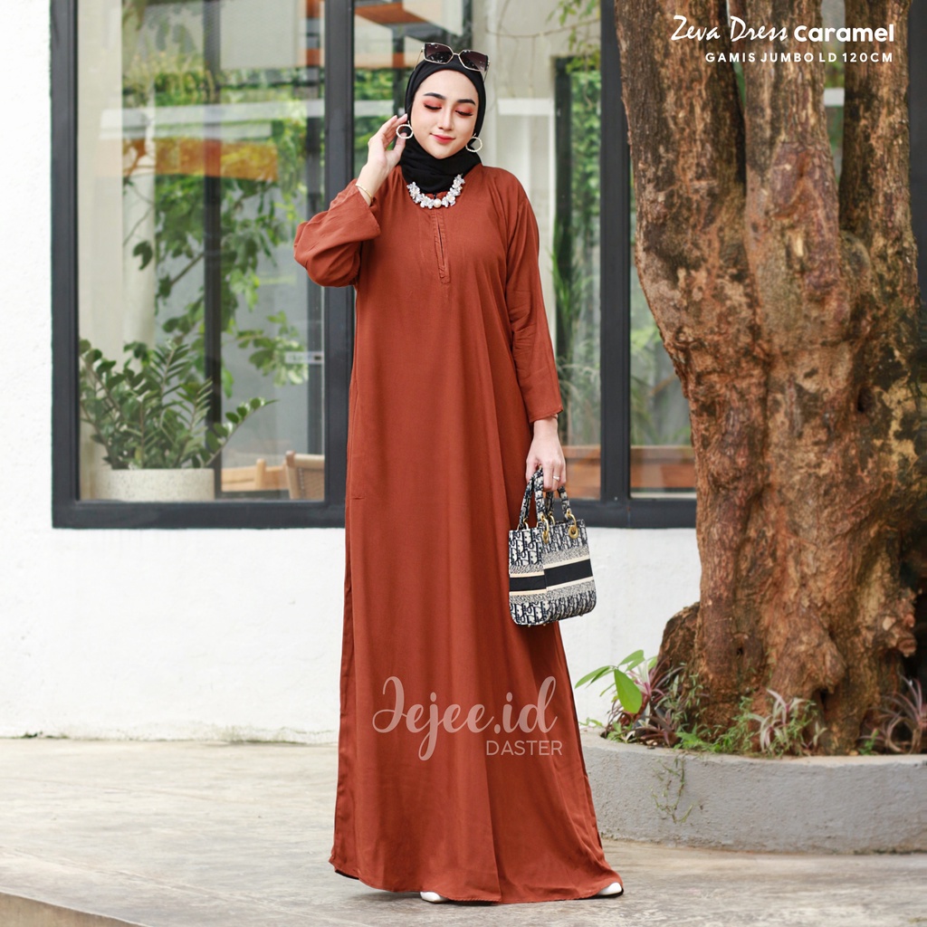 DASTER GAMIS POLOS JUMBO LD 120 ZEVA LONG DRESS RAYON BUSUI