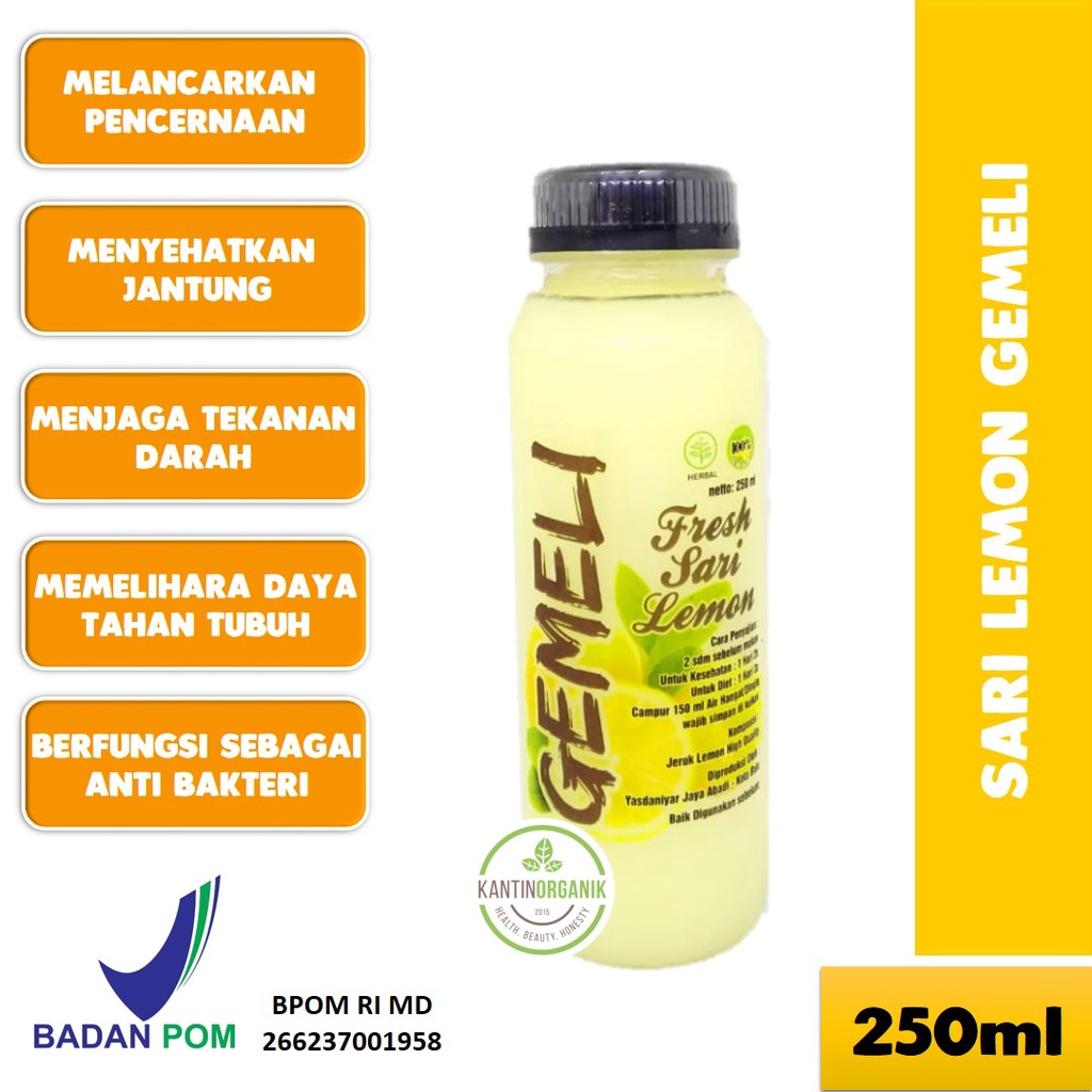 

Sari Lemon Pure Gemeli 250ml | 100% Murni | Untuk Diet & Detoks