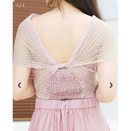 Dandelion Top Multi Style Dress Feminine Elegant Satin Dress Wanita Dengan Tulle Dot Multi ways multi look Assymetric