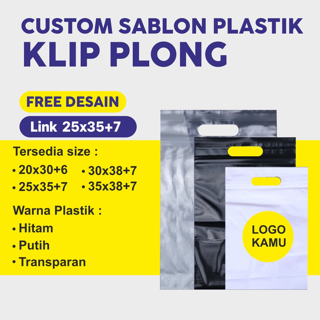 Custom Sablon Klip Plong Murah Free Desain plastik klip plong murah
