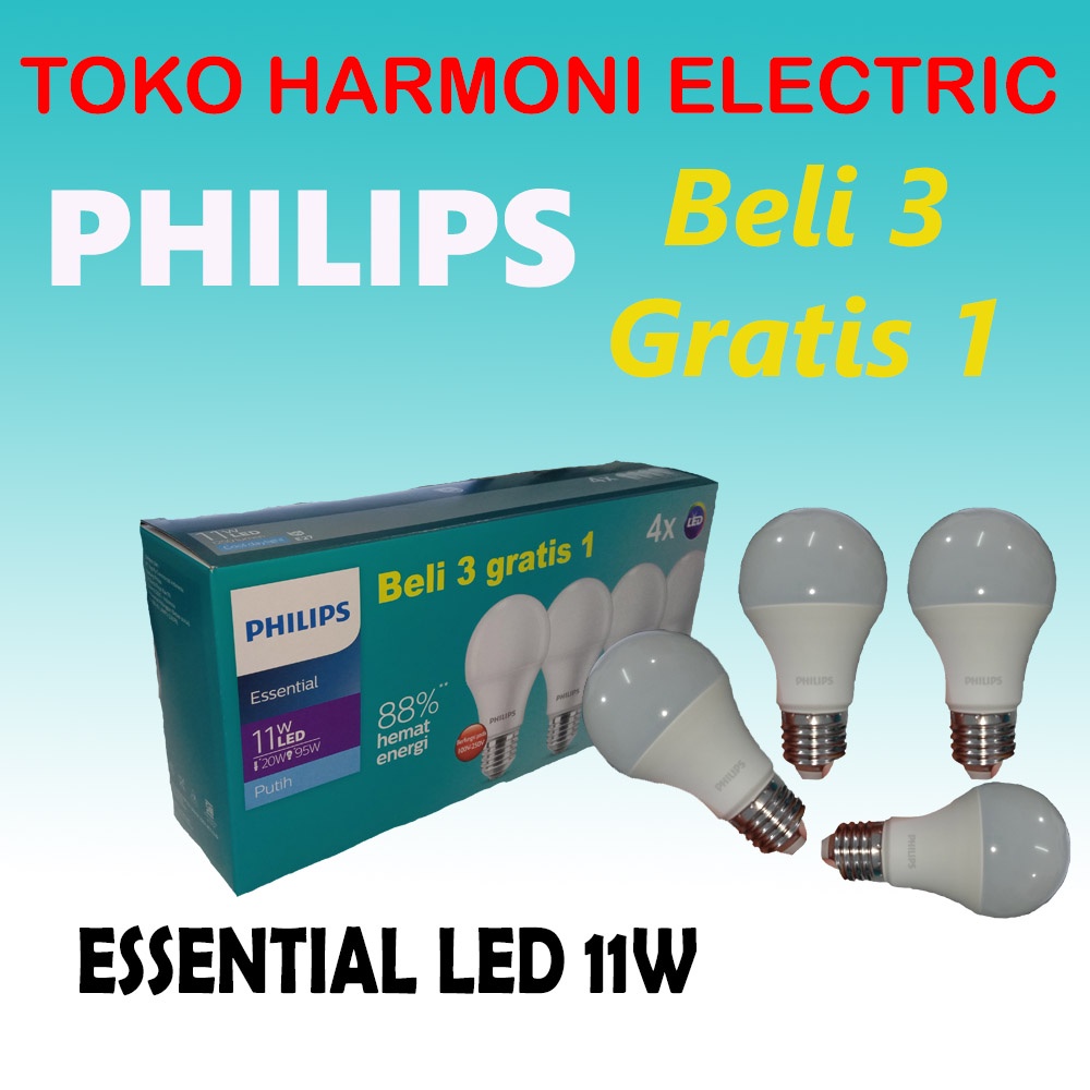 LAMPU PHILIPS ESSENTIAL LED 11 WATT MULTIPACK