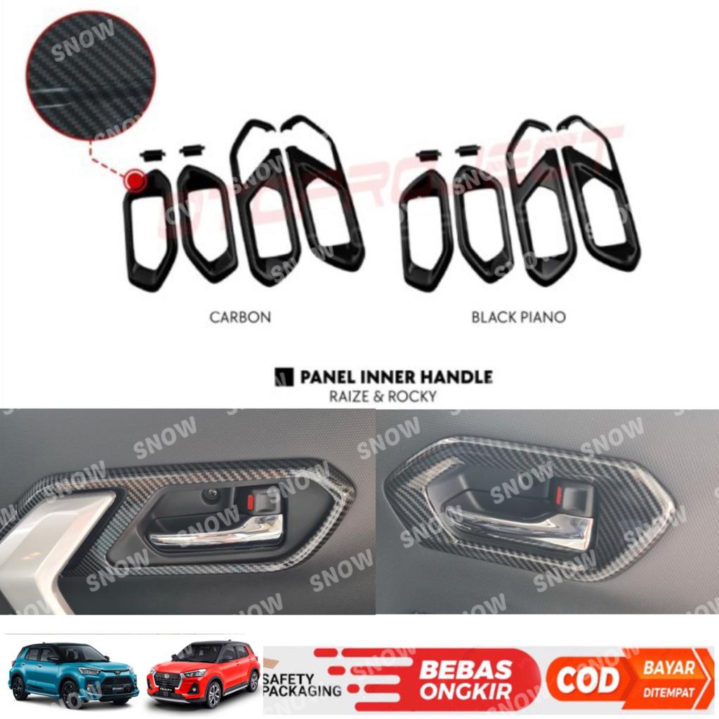 Panel Inner Handle Cover Raize Rocky 2021 2023 2024 UP Hitam Carbon