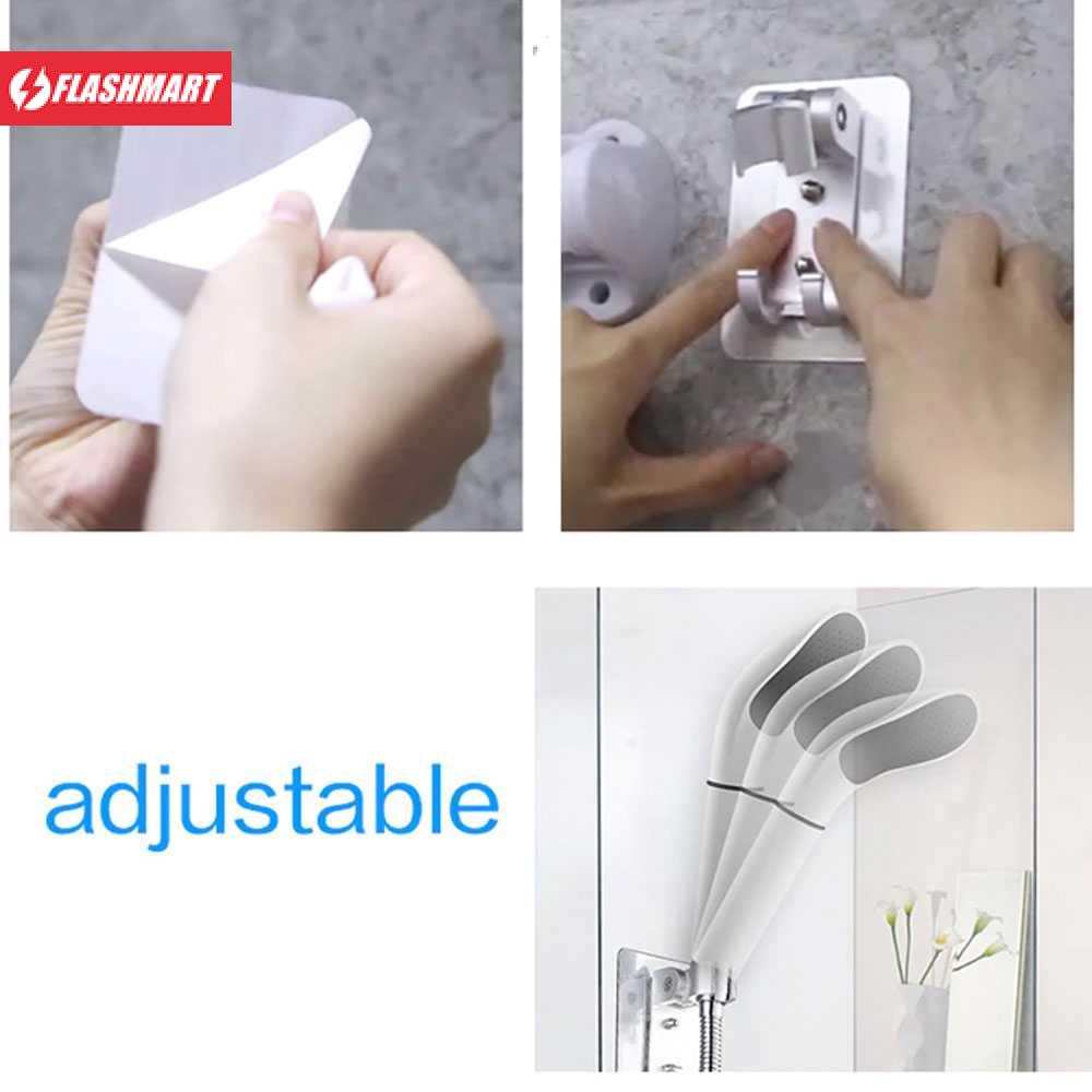 Flashmart Penyangga Kepala Shower Hose Drill Free Holder Selang 1/2 Inch - BR-201