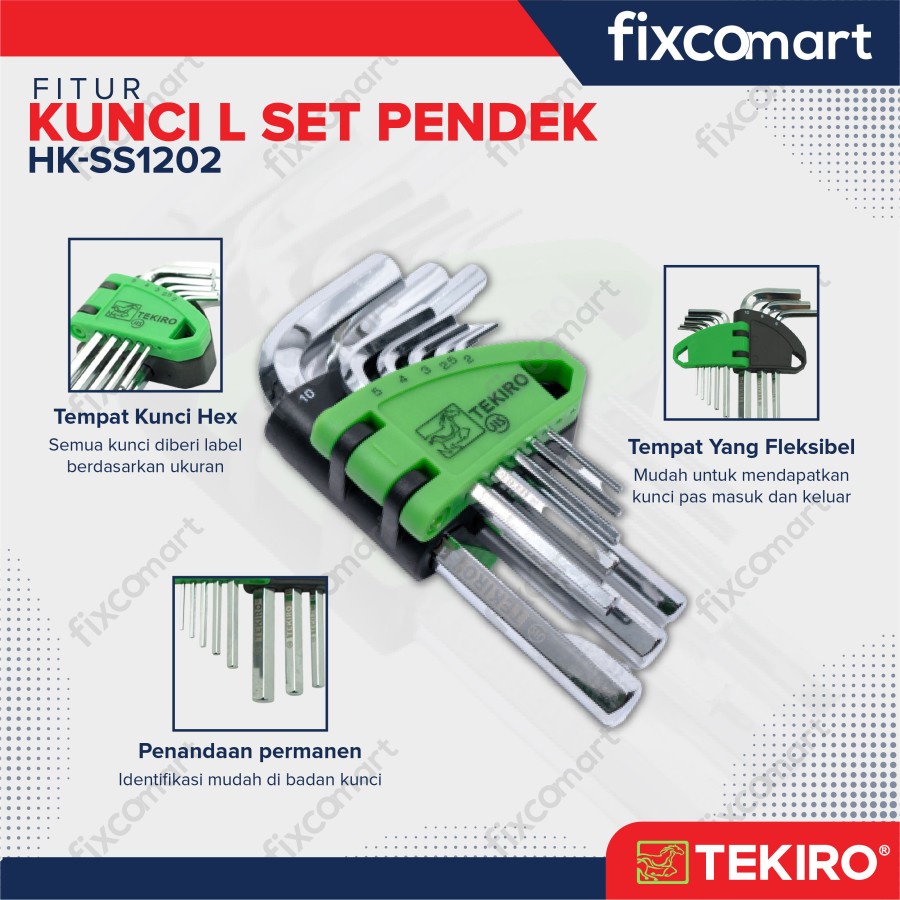 Tekiro Hex Key Sets / Kunci L Set Pendek / Panjang / Torx Bintang Stubby