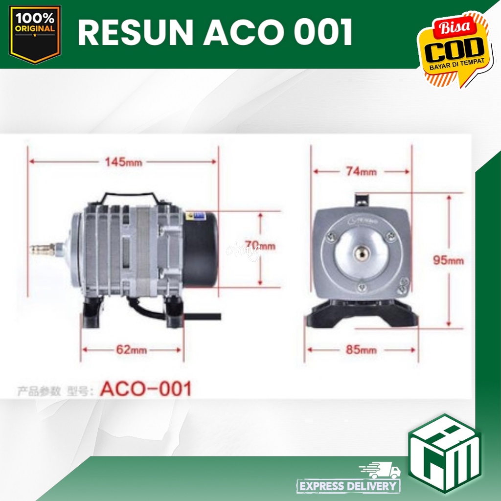 RESUN ACO 001 ACO001 mesin gelembung udara aerator kolam aquarium