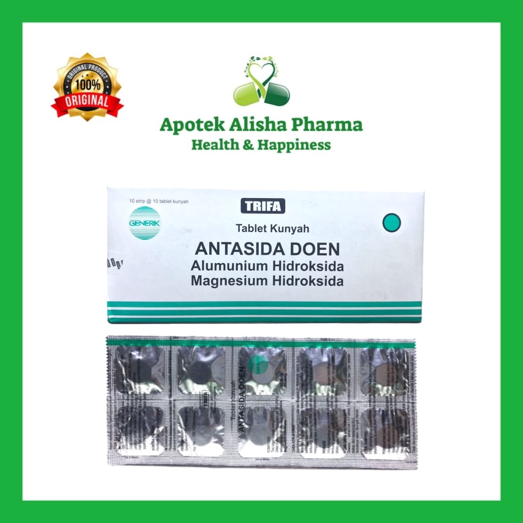 Antasida Doen Tablet (Strip 10tablet ) - Antasida Tablet Kunyah Obat Pencernaan Lambung / Maag / Kembung