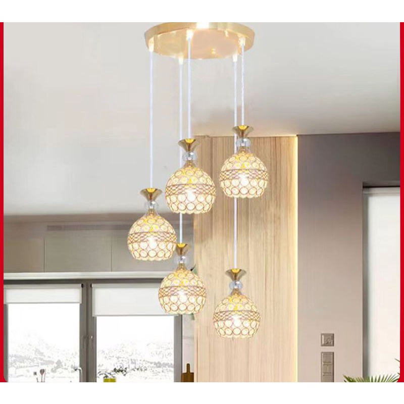 BERGARANSI lampu kristal modern ruang tamu 5 3kepala tinggal nordic villa hotel restoran hias plafon