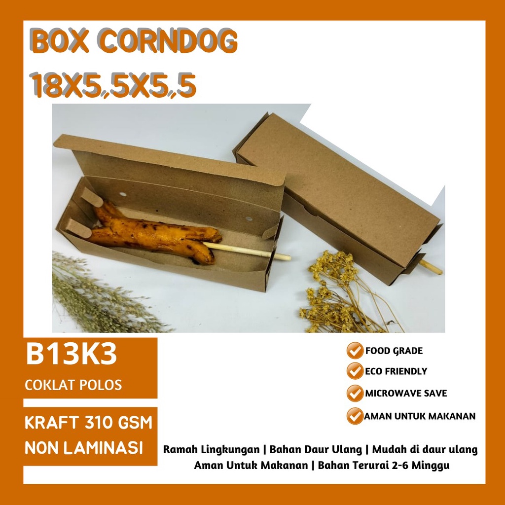 Dus Corndog Bahan 310 Gsm Dus Sosis (B13K3-18X5.5X5.5 Cm)