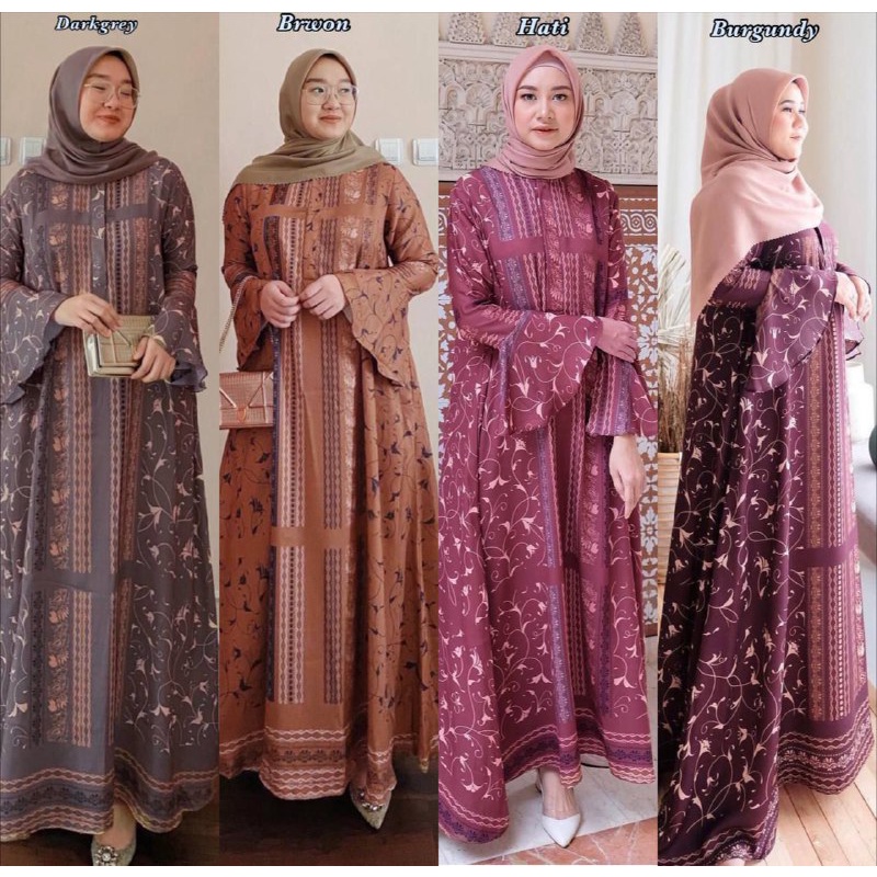 Gamis Maxmara Dior Silk Premium Motif Terbaru Dress Muslimah Wanita Dewasa Busui Resleting Depan Mod