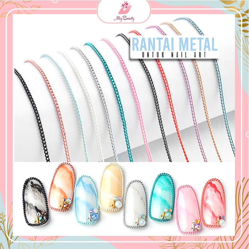 MSY Nailart Rantai Metal Alloy 3d Multi Warna Aksesoris Dekorasi Nail Art / Manicure Wanita