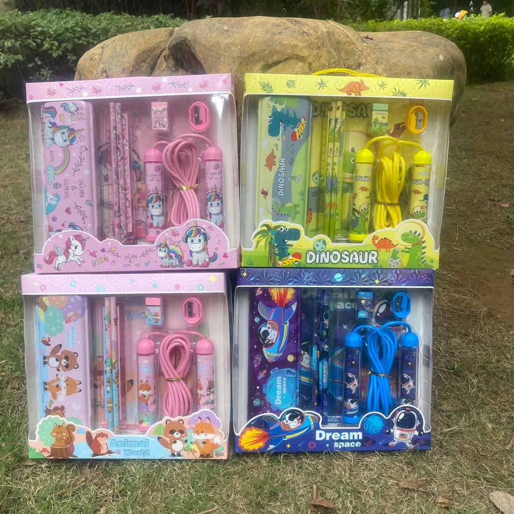 

￼Kotak Pensil Anak Set 7In1 Stationery Untuk Hadiah Anak / Sekolah / Kotak Pensil Karakter Murah / Alat Tulis