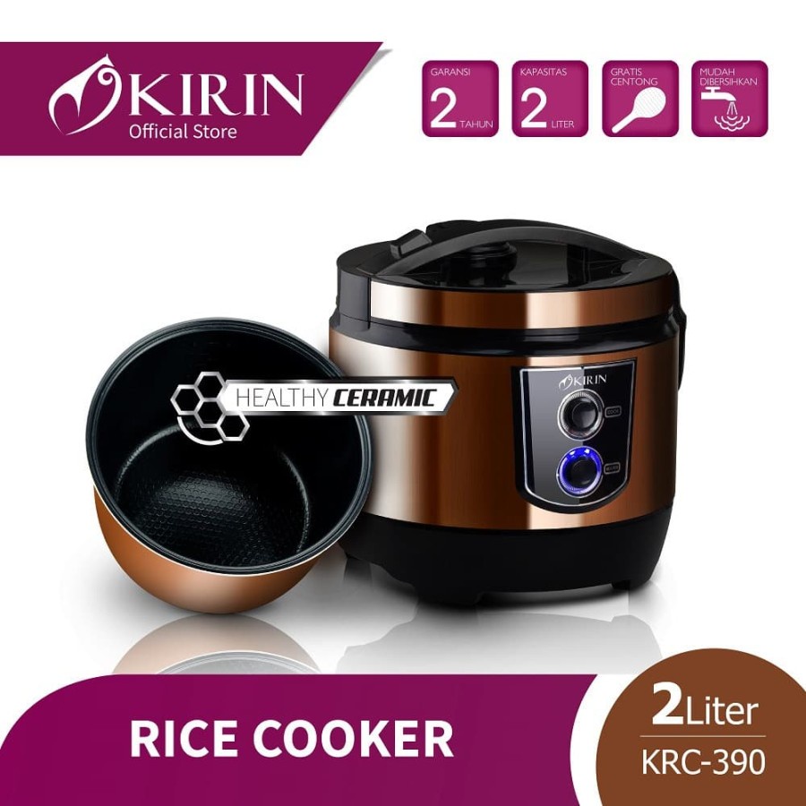 Kirin KRC-390 Magic COM 2 Liter Panci Ceramic . Baru &amp; Bergaransi