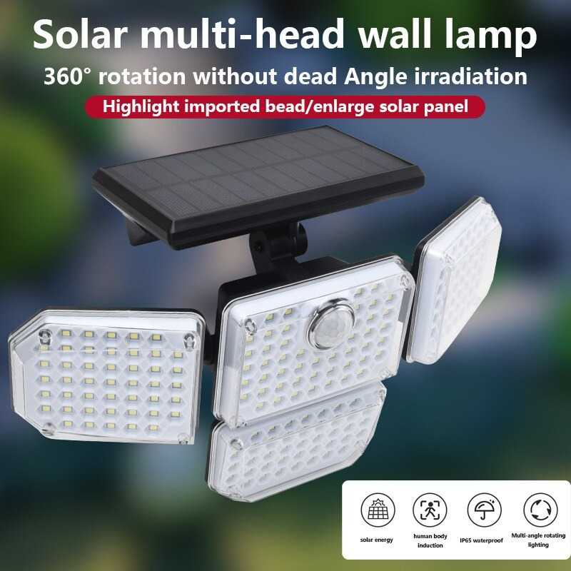 (BISA COD) FTIHSHP RUOCLN Lampu Dinding Solar PIR Sensor Waterproof 182 LED Cool White - RCN182