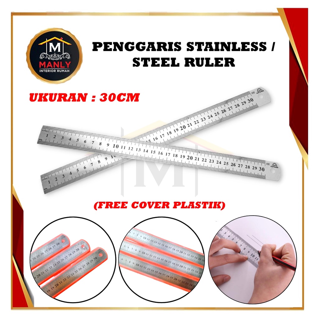 Penggaris Stainless /  Penggaris Tukang  / Stainless Steel Ruler 30 CM