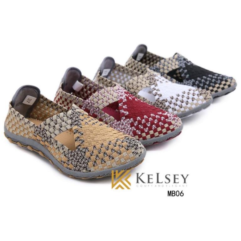 HARGA BERSAHABAT Kelsey Sepatu Slip On Rajut Wanita / Rajut Shoes Wanita MB06 Flats Shoes Rajut anya