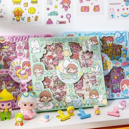 

❆ 100 Lembar Stiker Motif Kartun Korea Lucu Anti Air Dekorasi Handbook Scrapbook DIY 6469