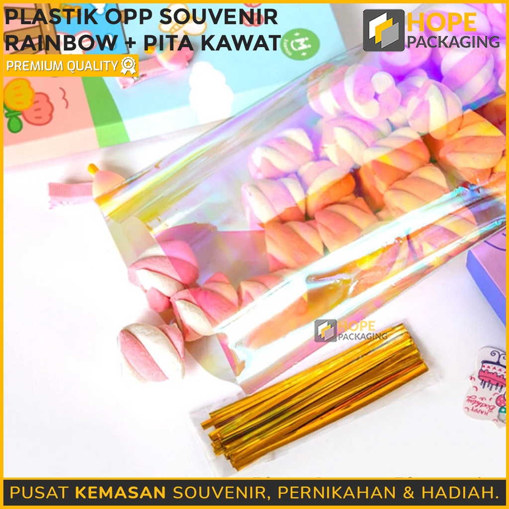 [ ISI 20PCS ] Plastik Ultah Ulang Tahun Rainbow Hologram / Plastik kado Gift Warp Goodie Bag Souvenir Kemasan Permen biskuit Snack Hadiah opp Bingkisan