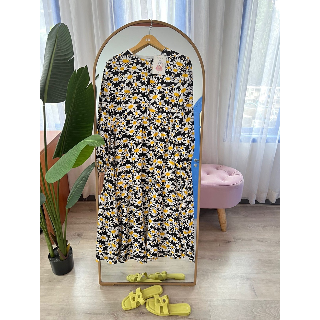 Dress Daisy Hitam Import BY ALLNKnitwear