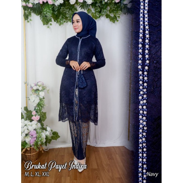 Tunik Brokat Indira Busui Frendly Kombinasi Payet Mutiara Modern / Kebaya Kondangan / set Tunik Wanita / Set Kebaya Pesta / Kebaya Brokat / Outfit Wanita / Set Kebaya lamaran