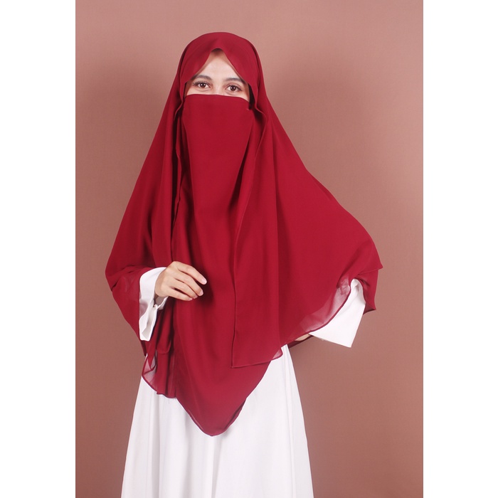 KHIMAR/FRENCH KHIMAR/Jilbab Syari Ceruty 2 Layer Niqab 2 in 1/Jilbab Syari Niqab Fradella