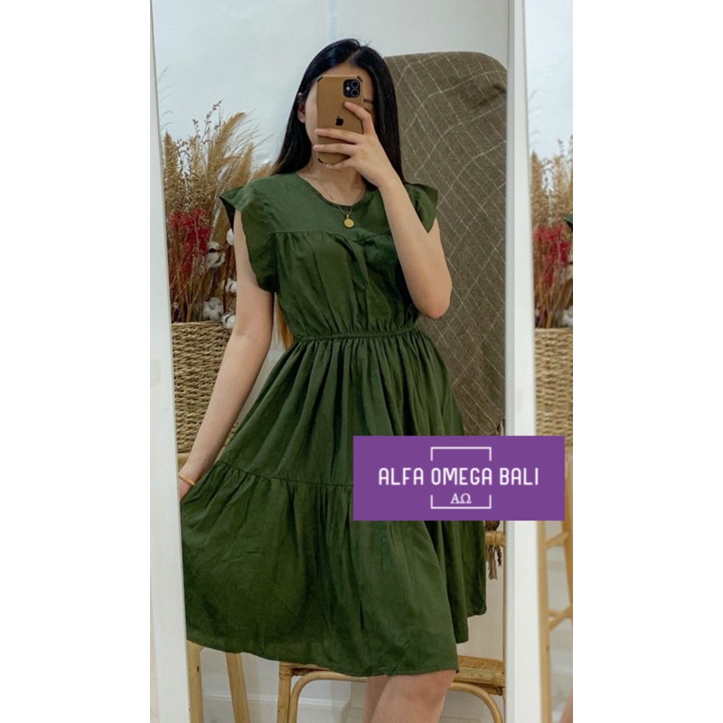 Puff Mini Dress Rampel Lengan Renda Fit Xl Rayon Premium