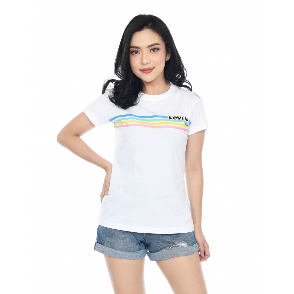 Kaos Levi's | Kaos Cewek | Rainbow White | KLW - 14